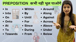 Preposition  Basic English  Hindi Meaning  English Grammar in 2024 [upl. by Nalhsa]