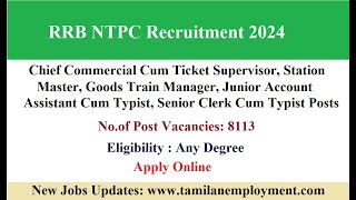 RRB NTPC Recruitment 2024 [upl. by Melisse]