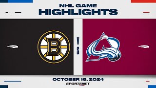 NHL Highlights  Bruins vs Avalanche  October 16 2024 [upl. by Dnamron]