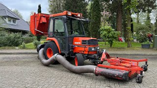 Kubota ST30 Kleintraktor mit Fronthydraulik Frontzapfwelle Frontmähwerk und Hochentleerung [upl. by Akemet]