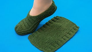 Simple knitted slippers for beginners  a detailed tutorial [upl. by Eesak]