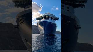 Celebrity Ascent and her glorious bow in Santorinisantorini travel greece cruiseship cinematic [upl. by Garlan]