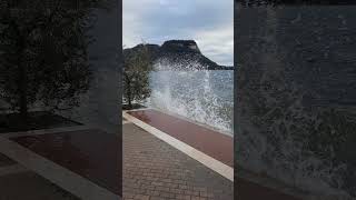 Waves hitting the waterfront  Garda Lake Garda Italy [upl. by Naliorf]