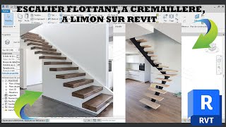 Escalier flottant à crémaillère à limon sur revit [upl. by Ardiekal973]