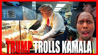 Trump Trolls Kamala Harris by Working at McDonalds Reaction [upl. by Bonaparte7]