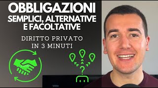 OBBLIGAZIONI SEMPLICI ALTERNATIVE E FACOLTATIVE Diritto Privato in 3 minuti [upl. by Boswell675]