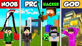 Best of Minecraft NOOB vs PRO vs HACKER vs GOD  LUXURY FAMILY HOUSE BUILD CHALLENGE [upl. by Towill]