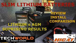 LITHIUM VS AGM SLIMLINE BATTERY installcomparison iTechworld iTECH100S [upl. by Neve]