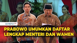 FULL Daftar Lengkap Kabinet Merah Putih Presiden Prabowo Subianto Umumkan di Istana Merdeka [upl. by Namwen]