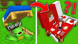 JJs RICH Bed vs Mikeys POOR Bed SECRET BASE Build Battle in Minecraft  Maizen [upl. by Nekal]