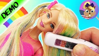 RAINBOW HAIR BARBIE Doll Rainbow Hair Color with Flat Iron  Hair Chalk for Barbie Doll [upl. by Ponzo]