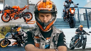 Best Motorcycle Stunts Drifts and Fails of 2017  KTM RC 390 amp KTM Duke  RokON vlog 44 [upl. by Sucam]