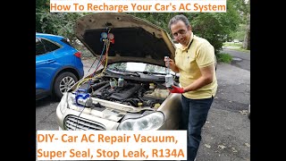 DIY Car AC Repair Vacuum Pump Super Seal Stop Leak R134A Chrysler LHS 1999 [upl. by Barrett942]