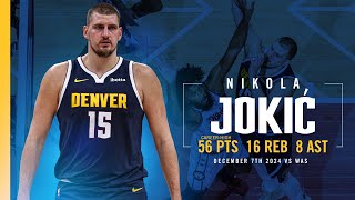 Nikola Jokić Historic Performance vs Wizards  Full Game Highlights  12724 [upl. by Ylil]