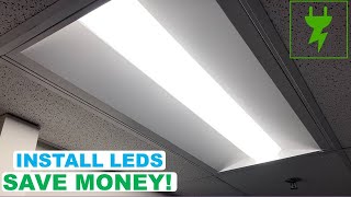 LED Troffer Retrofit Kit Installation to Replace Old Fluorescent Lighting [upl. by Trimble]