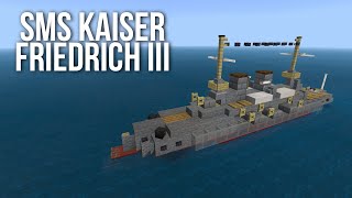 SMS Kaiser Friedrich III Predreadnought Battleship  Minecraft Tutorial  15 Scale Old [upl. by Chariot339]