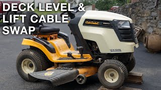 How to Level Cutting Deck amp Swap Lift Cables  Cub Cadet LTX1045 Mower [upl. by Nalyac260]