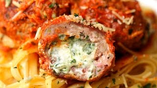 Spinach Dip Stuffed Meatballs [upl. by Lyrpa903]