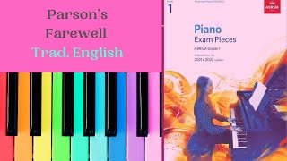 Parson’s Farewell Trad English  ABRSM Grade 1 Piano 2021 2022 SLOW [upl. by Otsugua]