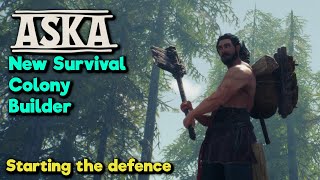 Starting our village defences  Aska  NEW Tribe leading colony survival game [upl. by Rexfourd]