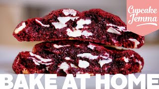 Red Velvet New York Cookie Recipe  Cupcake Jemma [upl. by Kentigera]