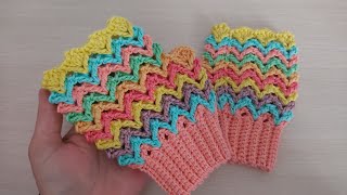 Tığ İşi örgü eldiven yapımı 👍 Şahane 🥰 crochet handknitting örgü tığişi [upl. by Lesig]