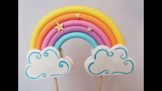 How to make a fondant Rainbow with clouds  Duga od fondana TUTORIAL [upl. by Inger]