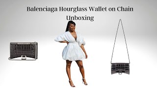 BALENCIAGA HOURGLASS WALLET ON CHAIN UNBOXING amp REVIEW [upl. by Curtice]