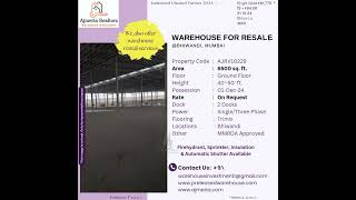 6500SQ FT MMRDA APPROVED WAREHOUSE AVAILABLE FOR RESALE IN BHIWANDI SUITABLE FOR FACTORY SETUP [upl. by Ravel]