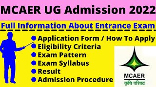 MCAER UG Admission 2022 Notification Date Application Eligibility Pattern Syllabus Admit Card [upl. by Aanas631]