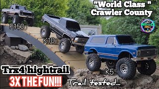 3 traxxas trx4 hightrails trailing at the amazing Crawler County  which is your favorite [upl. by Brick]