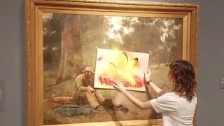 ‘Hippie activists’ vandalise another artwork in museum [upl. by Regan]