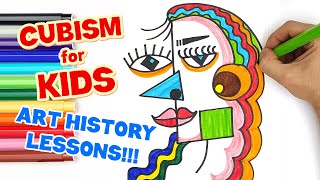 CUBISM FOR KIDS  ART HISTORY LESSONS WHO IS PABLO PICASSO [upl. by Esylla]