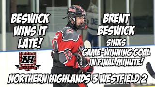 Northern Highlands 3 Westfield 2  Brent Beswick gamewinning goal  Ice Hockey highlights [upl. by Krista]