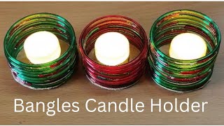 DIY Bangles Candle HolderDiwali Decoration IdeasCandle HolderBangles తో Candle HolderDiwali [upl. by Gnes]