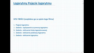 Logarytmy  pojęcie  definicja logarytmu  Matematyka Liceum i Technikum [upl. by Goodrow]