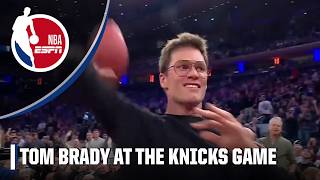 Tom Brady throws a football into the crowd at MSG  NBA on ESPN [upl. by Bramwell]