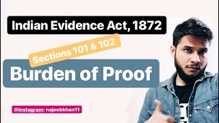 Burden of Proof Sections 101 amp 102 Indian Evidence Act 1872 [upl. by Yleek]