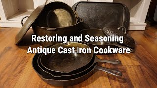 Restoring and Seasoning Antique Cast Iron Cookware badly pitted [upl. by Sueddaht]