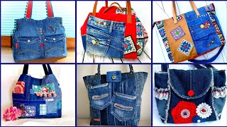 Best amp Most Stylish Old denim convert into new bag ideas 2024 [upl. by Emilee]