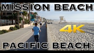 Pacific Beach to Mission Beach Boardwalk Tour 4K [upl. by Brottman357]