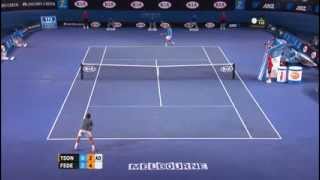 Federer Ball Kid Catch Again  2014 Australian Open [upl. by Bartlet]