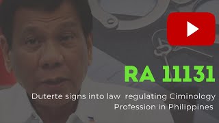 Introduction to Criminology RA 11131 Overview The Careers and Expectations for BSCRIM [upl. by Llenyar]