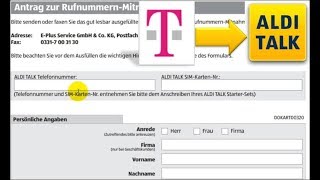 ☎️ Rufnummermitnahme Aldi Talk  Telekom TMobile Formular Anmeldung [upl. by Akselaw]