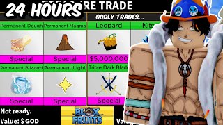 Trading EVERY Permanent Logia Fruit for 24 Hours in Blox Fruits [upl. by Suiradal496]