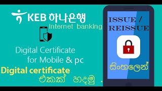 KEB hana bank digital certificate එක හදමු සිංහලෙන්  Digital certificate issuereissue [upl. by Nnednarb559]