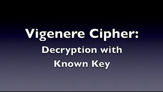 Vigenere Cipher  Decryption Known Key [upl. by Aicyla721]