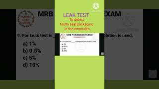 Rrb pharmacist exam pharmaceutics drug inspector exam rrb paramedical exam leak test of ampoules [upl. by Ajile]