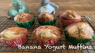 Healthy Banana Yogurt Muffins  Super moist and soft  Easy and tasty [upl. by Naujik]