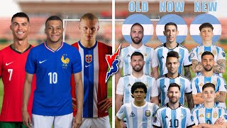 2025 Ronaldo Mbappe Haaland 🆚 Argentina Old Now New Legends  Messi Maradona DiMaria Aguero Garnacho [upl. by Yrreb]